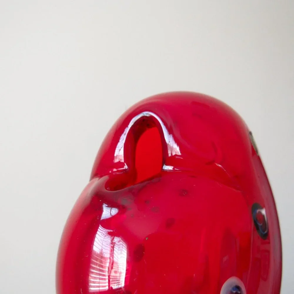 VTG Italian Murano Art Glass Vase Collectible Red Millefiori Studio Blown MCM - Picture 5 of 7